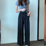 Women’s High Waisted Chiffon Straight Leg Pants Lightweight Fit