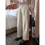 Women’s  High Waist Straight Leg Pants  Casual Cotton Wide Trousers