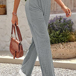 Women’s Elastic Waist Wide Leg Pants – Casual Loose Fit Summer Trousers