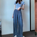 Women’s High Waisted Chiffon Straight Leg Pants Lightweight Fit