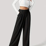 Women’s Waffle Knit Straight Leg Pants Casual Loose Fit Pockets