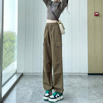 Women’s High Waist Wide Leg Cargo Pants – Drawstring Casual Streetwear
