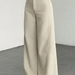 Apricot striped high waist pants casual outfit
