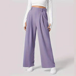 Purple loose fit straight leg pants with pockets