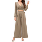 Khaki high waist lounge set stylish outfit