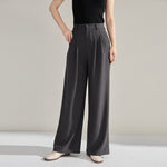 Gray straight leg trousers for women