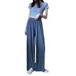 Lightweight cloudy blue chiffon pants outfit