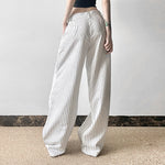 Loose fit wide leg trousers with stripe pattern