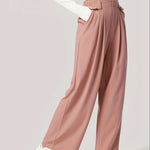 Pink casual waffle texture pants for women