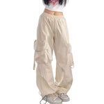 Women wearing high waist wide leg loose pants