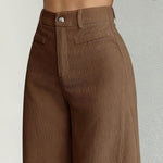 Dark brown wide leg trousers for women