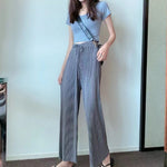 Wine red summer chiffon pants for women